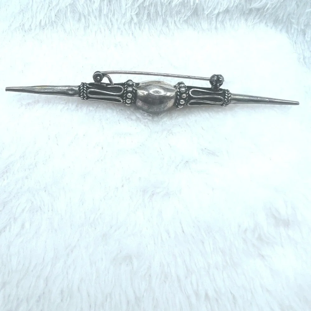 Vintage Sterling Silver Art Deco‎ Jabot Bar Brooch 3.5